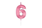 Zabawki - Globos Cake Candle 6cm Metallic Light Pink no. 6 - 1046