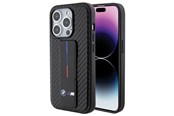 Telefon - Pokrowiec i etui - BMW Grip Stand Smooth & Carbon case for iPhone 15 Pro - black - 3666339204464