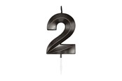 Zabawki - Globos Cake Candle 6cm Metallic Black no. 2 - 1062