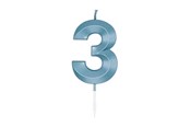 Zabawki - Globos Cake Candle 6cm Metallic Light Blue no. 3 - 1053