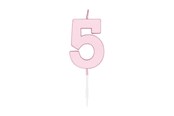 Zabawki - Globos Cake candle 4.5cm Pastel Pink no. 5 - 1115
