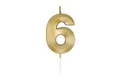 Zabawki - Globos Cake Candle 6cm Metallic Gold no. 6 - 1016