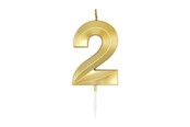 Zabawki - Globos Cake Candle 6cm Metallic Gold no. 2 - 1012