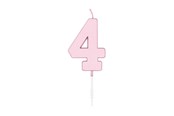 Zabawki - Globos Cake candle 4.5cm Pastel Pink no. 4 - 1114