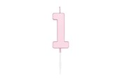 Zabawki - Globos Cake candle 4.5cm Pastel Pink no. 1 - 1111