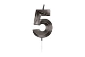 Zabawki - Globos Cake Candle 6cm Metallic Black no. 5 - 1065