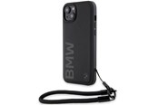 Telefon - Pokrowiec i etui - BMW Signature Leather Wordmark Cord Case for iPhone 15/14/13 - Black - 3666339232658