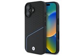 Telefon - Pokrowiec i etui - BMW Sign Leather Textured And Line MagSafe iPhone 16 Case - Black - 3666339323288