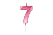Zabawki - Globos Cake Candle 6cm Metallic Light Pink no. 7 - 1047