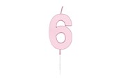 Zabawki - Globos Cake candle 4.5cm Pastel Pink no. 6 - 1116