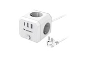 Telefon - Adapter i Ladowarka - Wozinsky WKZ-3B Power Cube 4x AC 2x USB-A 1x USB-C 4000 W with 1.8 m Cable - White - 5907769388644