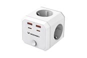 Telefon - Adapter i Ladowarka - Wozinsky WKZ-4B Power Cube 4x AC 2x USB-A 2x USB-C PD 20 W 4000 W - White - 5907769388651
