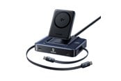 Telefon - Adapter i Ladowarka - Baseus Nomos NH21 6-in-1 245W Wireless Charging Station with Two Retractable USB-C Cables - Black - E0120Q00