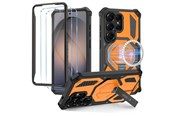 Telefon - Pokrowiec i etui - Tech-Protect MagBlast MagSafe Case + Tempered Glass 2-Pack for Samsung Galaxy S26 Ultra - Black and Orange - 5906302323746