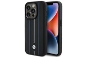Telefon - Pokrowiec i etui - BMW Leather Stamp Blue Line Case for iPhone 15 Pro Max - Black - 3666339142094
