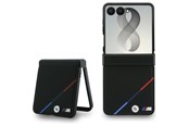 Telefon - Pokrowiec i etui - BMW M Leather Perforated Tricolor Stripe Metal Logos MagSafe Case for Samsung Galaxy Z Flip 8 - Black - 3666339662615