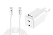 Ładowarka do laptopa - Sandberg AC Charger USB-C PD65W EU 3M - Dual-Port | GaN III | 65W | 3m Cable - 441-76