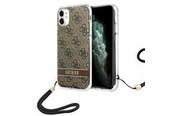 Telefon - Pokrowiec i etui - GUESS GUOHCN61H4STW iPhone 11 brown/brown hardcase 4G Print Strap - 3666339046408