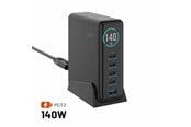 Telefon - Adapter i Ladowarka - FIXED Super Fast GaN 140W Desktop Charger - 4xUSB-C & 1xUSB-A - Black - FIXCG140D-4C1A-BK
