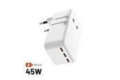 Telefon - Adapter i Ladowarka - FIXED 70W Travel Charger USB-C/-A - For EU/UK/USA/AUS - White - FIXCT45-3C1A-WH