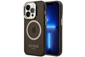 Telefon - Pokrowiec i etui - GUESS GUHMP14XHTCMK iPhone 14 Pro Max 6.7" black/black hard case Gold Outline Translucent MagSafe - 3666339069612