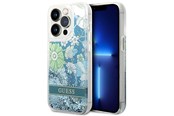 Telefon - Pokrowiec i etui - GUESS Flower Liquid Glitter case for iPhone 14 Pro Max - green - 3666339088453