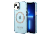 Telefon - Pokrowiec i etui - GUESS Gold Outline Translucent MagSafe case for iPhone 13 - blue - 3666339056988