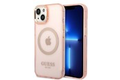Telefon - Pokrowiec i etui - GUESS GUHMP14SHTCMP iPhone 14 6.1" pink/pink hard case Gold Outline Translucent MagSafe - 3666339069667