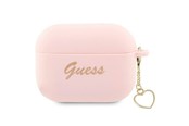 Telefon - Inne akcesoria - GUESS GUAP2LSCHSP AirPods Pro 2 cover pink/pink Silicone Charm Heart Collection - 3666339111014