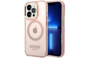 Telefon - Pokrowiec i etui - GUESS GUHMP14XHTCMP iPhone 14 Pro Max 6.7" pink/pink hard case Gold Outline Translucent MagSafe - 3666339069698