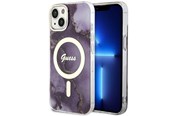 Telefon - Pokrowiec i etui - GUESS GUHMP14SHTMRSU iPhone 14 6.1" purple/purple hardcase Golden Marble MagSafe - 3666339115838