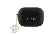 Telefon - Inne akcesoria - GUESS GUAP2PGEHCDK case for AirPods Pro 2 cover - black Fixed Glitter Heart Diamond Charm - 3666339171216
