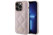 Telefon - Pokrowiec i etui - GUESS Quilted Metal Logo case for iPhone 15 Pro - pink - 3666339149765
