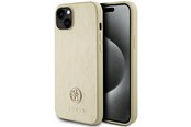 Telefon - Pokrowiec i etui - GUESS Leather 4G Metal Logo Strass case for iPhone 15 - gold - 3666339151003