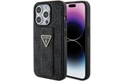 Telefon - Pokrowiec i etui - GUESS Grip Stand 4G Triangle Strass case for iPhone 15 Pro - black - 3666339197315