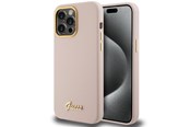 Telefon - Pokrowiec i etui - GUESS Silicone Script Metal Logo & Frame case for iPhone 15 Pro - pink - 3666339149208