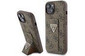 Telefon - Pokrowiec i etui - GUESS Grip Stand 4G Triangle Strass case for iPhone 15 - brown - 3666339197438