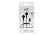 Słuchawki, zestaw słuchawkowy - X2O USB-C Capsule In-Ear Headset 1.2m - Black - 10117