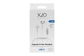 Słuchawki, zestaw słuchawkowy - X2O USB-C Capsule In-Ear Headset 1.2m - White - 10118