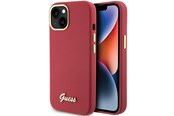 Telefon - Pokrowiec i etui - GUESS Silicone Script Metal Logo & Frame case for iPhone 15 - red - 3666339149048