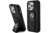 Telefon - Pokrowiec i etui - GUESS Grip Stand 4G Saffiano Strass case for iPhone 15 Pro Max - black - 3666339198442