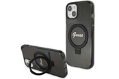 Telefon - Pokrowiec i etui - GUESS Ring Stand Script Glitter MagSafe Case for iPhone 15 Plus / 14 Plus - Black - 3666339156336