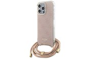 Telefon - Pokrowiec i etui - GUESS Crossbody Cord 4G Print case for iPhone 15 Pro - pink - 3666339148362