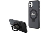 Telefon - Pokrowiec i etui - GUESS Ring Stand Script Glitter MagSafe case for iPhone 11 / Xr - black - 3666339156220