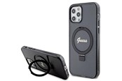 Telefon - Pokrowiec i etui - GUESS Ring Stand Script Glitter MagSafe case for iPhone 12/12 Pro - black - 3666339156237