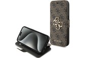 Telefon - Pokrowiec i etui - GUESS 4G Metal Logo case for iPhone 15 Pro - brown - 3666339194444