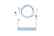 Klawiatura - Keychron Kabel spiralny typu Aviator, kątowy 8K (Light Blue) - Kabel do klawiatury - Niebieski - Cab-47