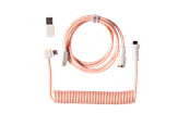 Klawiatura - Keychron Kabel spiralny typu Aviator, kątowy 8K (Light Pink) - Kabel do klawiatury - Różowy - Cab-43