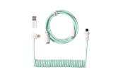 Klawiatura - Keychron Kabel spiralny typu Aviator, kątowy 8K (Mint) - Kabel do klawiatury - Niebieski - Cab-46