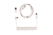 Klawiatura - Keychron Kabel spiralny typu Aviator, kątowy 8K (White) - Kabel do klawiatury - Biały - Cab-30
